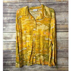 Vintage 70s Shirt by Barry Ashley Mens size 42 Womens L Landscape Long Sleeve